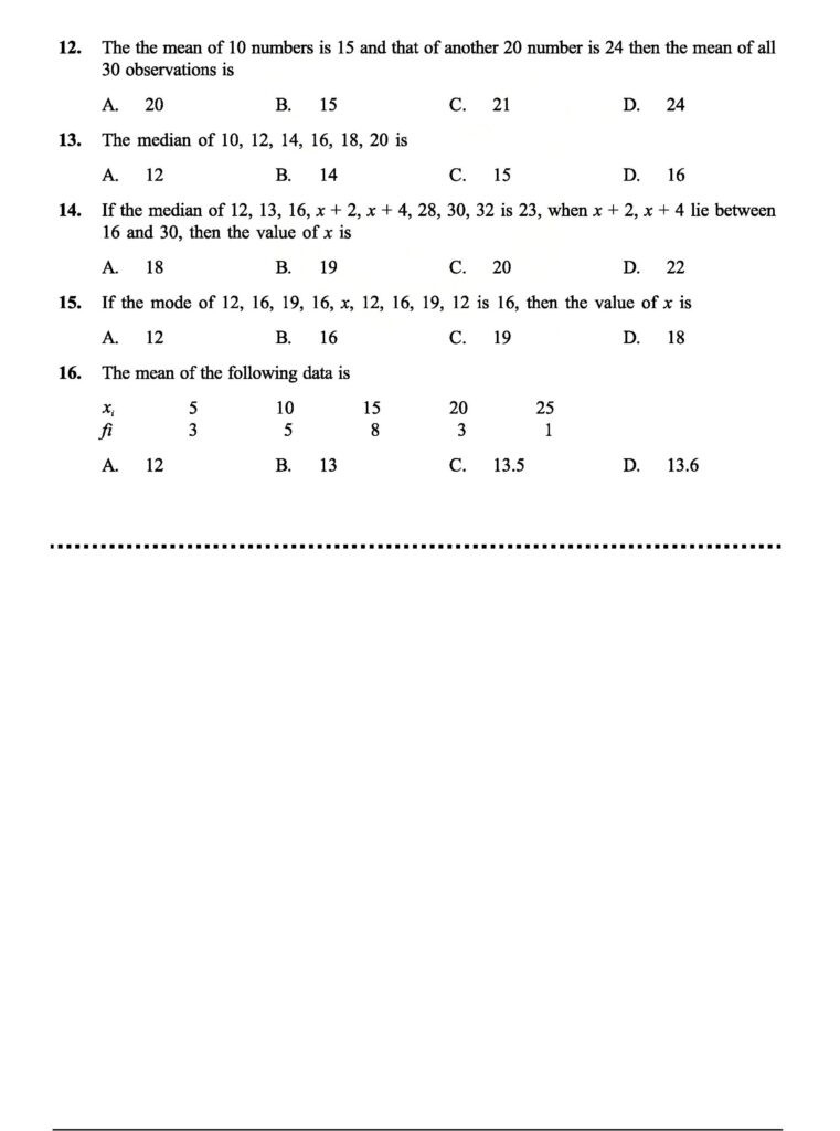 Worksheets Of Chapter 12 Statistics Class 9 Mavi Sir